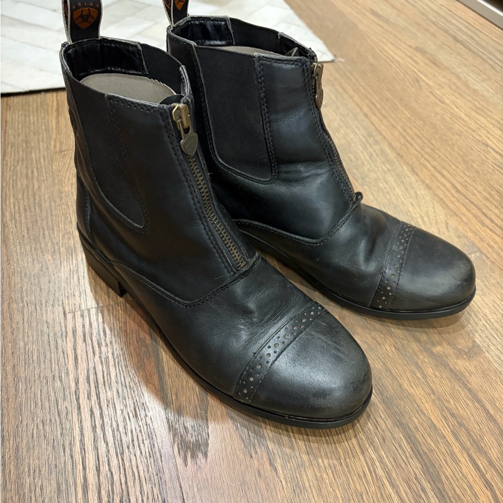 Ariat Black Leather Zip-Front Paddock Boots